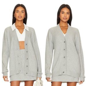 WeWoreWhat Varsity Schoolgirl V-neck Cable Cardigan Sz M/L NWT Heather Gray
